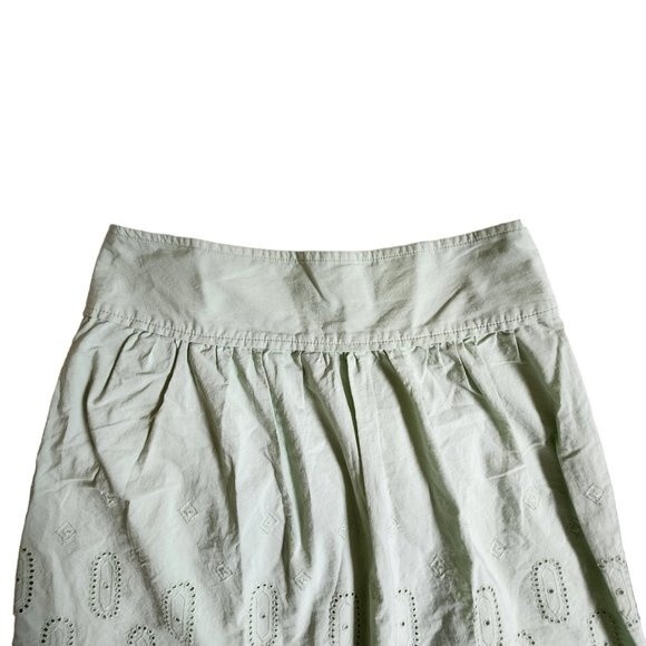 Ann Taylor LOFT green cottagecore prairie eyelet trim mini skirt sz 00 - Picture 3 of 11